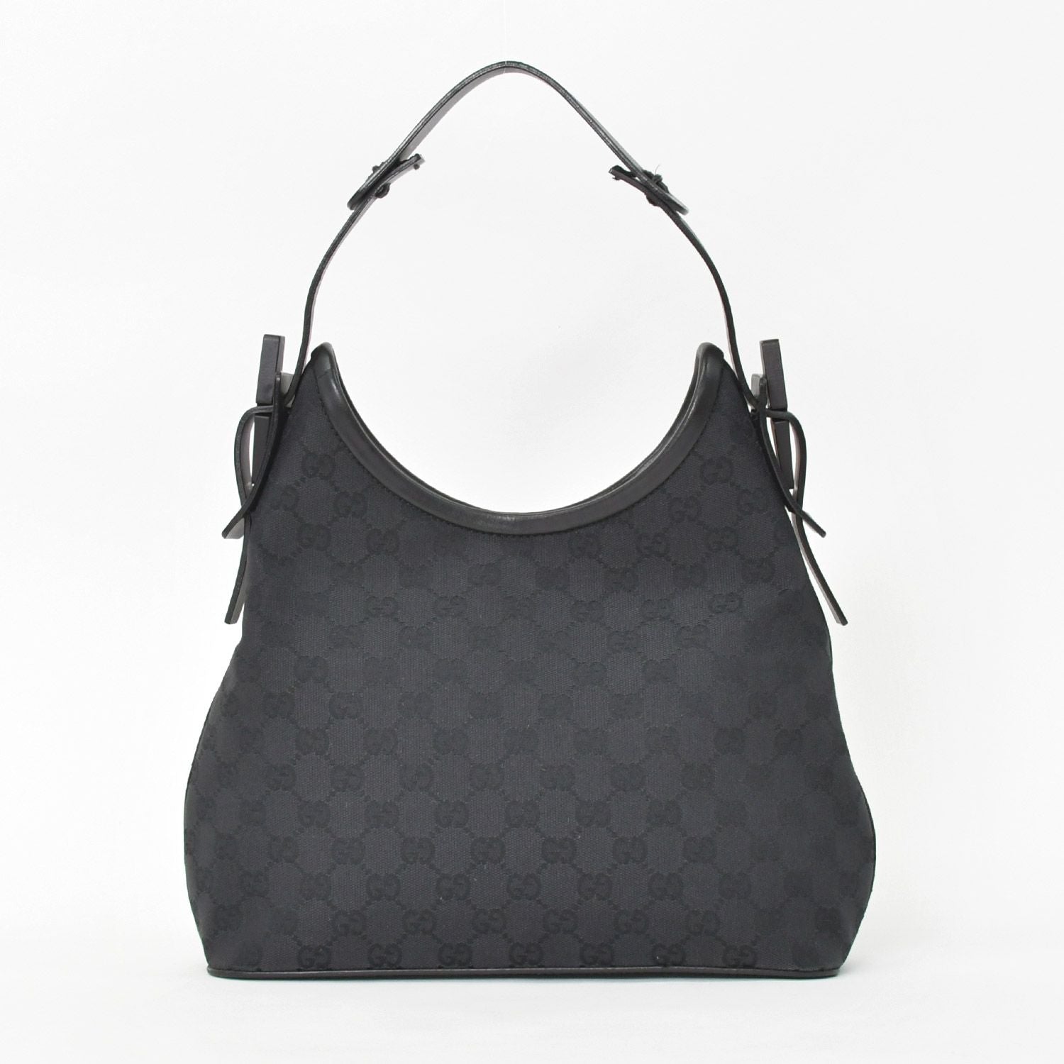 Gucci Hobo Handbag GG Canvas Leather Black Gold — view 3