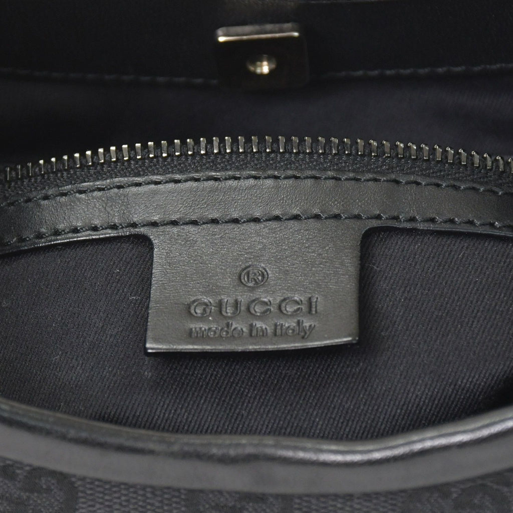 Gucci Hobo Handbag GG Canvas Leather Black Gold — view 8