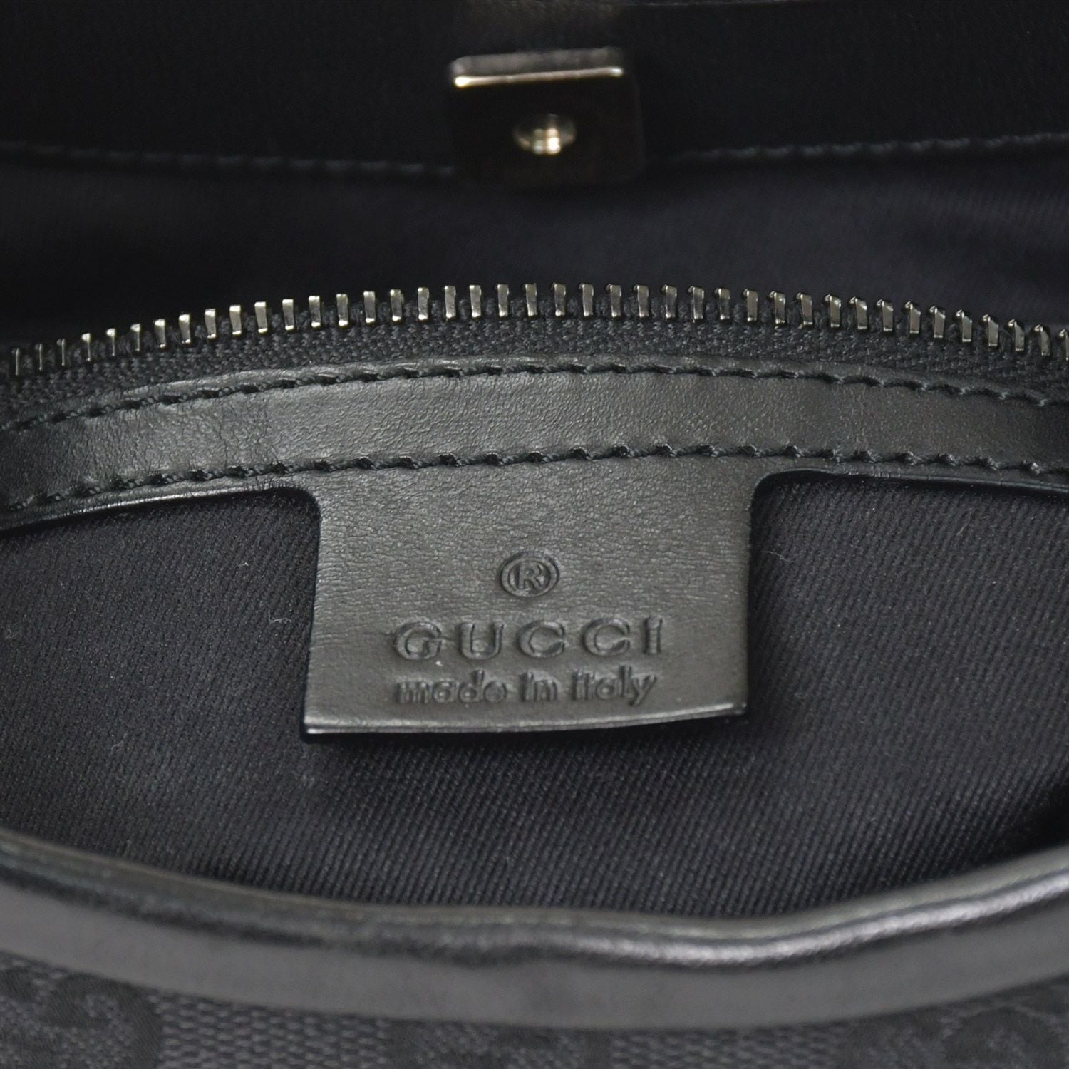 Gucci Hobo Handbag GG Canvas Leather Black Gold — view 8
