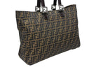 Fendi Tote Bag Zucca Pattern Canvas Leather Brown Silver — view 4