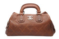 Chanel Handbag CC Logo Caviar Leather Brown Quilted