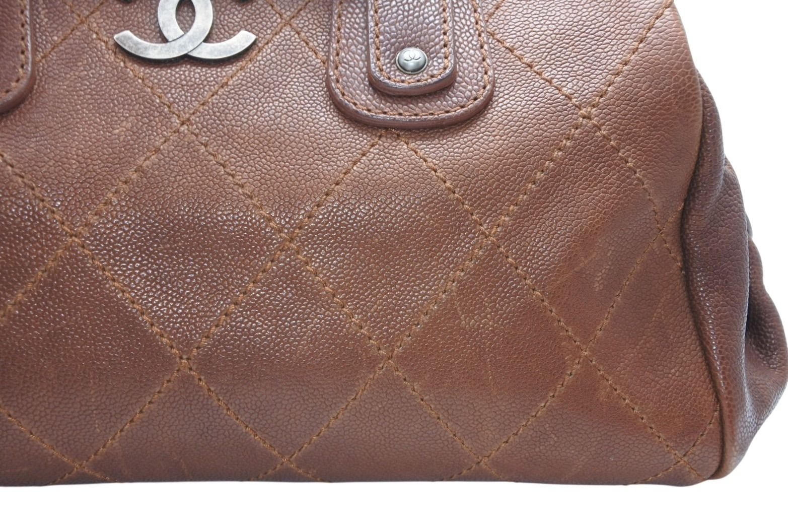 Chanel Handbag CC Logo Caviar Leather Brown Quilted — view 4