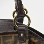 Fendi Handbag Zucca Pattern All Over Print Canvas Leather Brown Gold — view 8