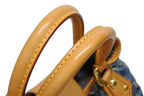 Louis Vuitton Pleaty Handbag Monogram Denim Leather Blue Gold — view 8