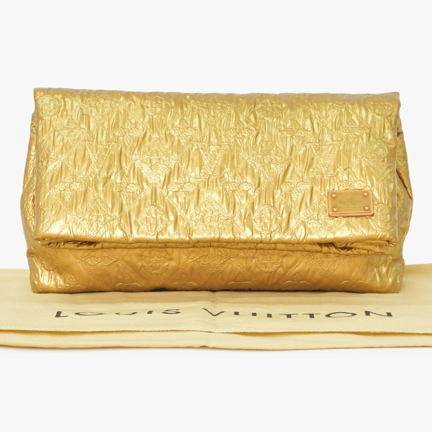 Louis Vuitton Clutch Limelight PM Gold Silk Wool