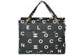 Chanel Handbag Quilted Black White Cotton Canvas Gold