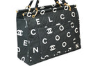 Chanel Handbag Quilted Black White Cotton Canvas Gold — view 3