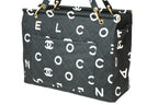 Chanel Handbag Quilted Black White Cotton Canvas Gold — view 4