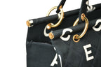Chanel Handbag Quilted Black White Cotton Canvas Gold — view 6