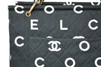 Chanel Handbag Quilted Black White Cotton Canvas Gold — view 5