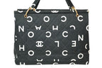 Chanel Handbag Quilted Black White Cotton Canvas Gold — view 2