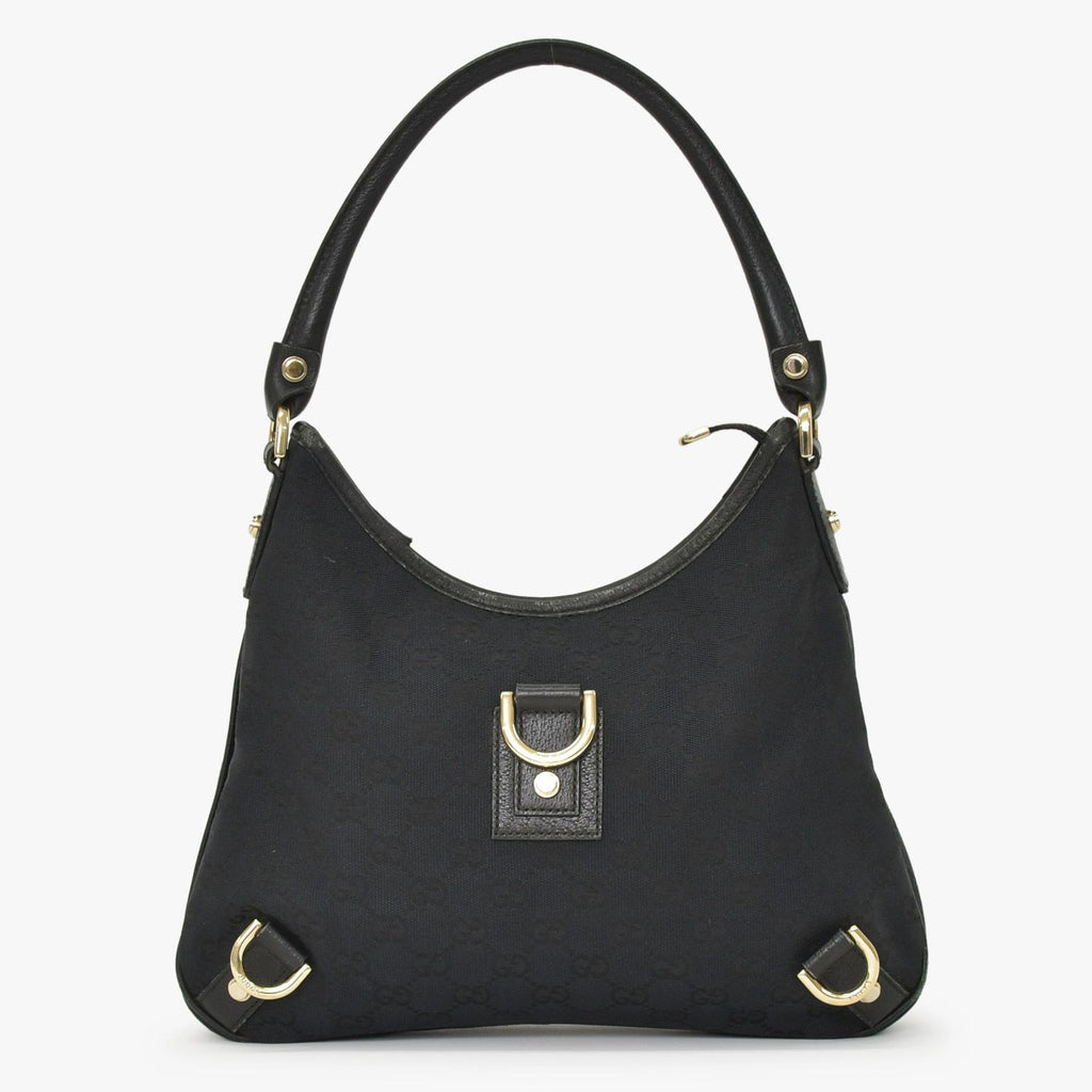 Gucci Handbag GG Canvas Leather Black Gold