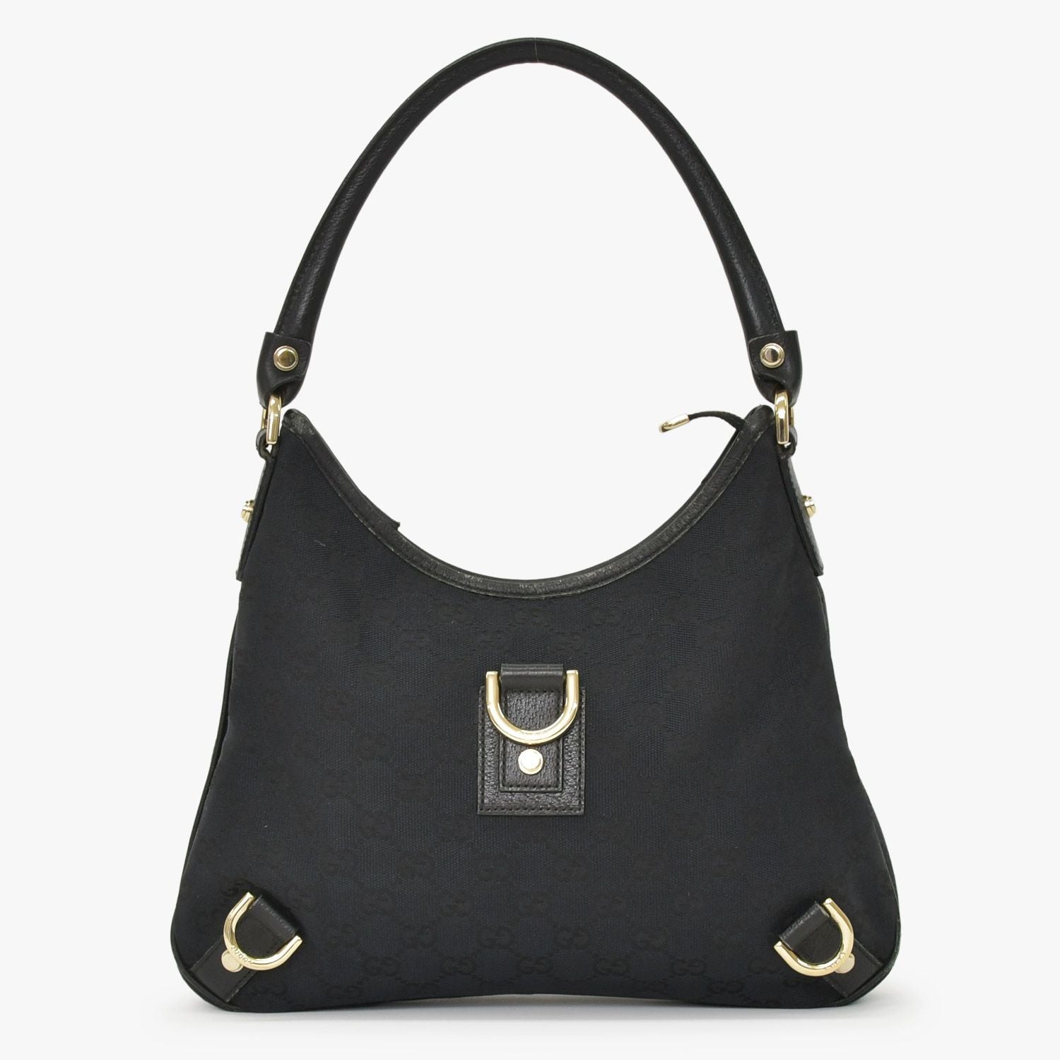 Gucci Handbag GG Canvas Leather Black Gold