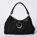 Gucci Abbey GG Canvas Shoulder Bag Leather Black