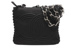 Chanel Chain Handbag CC Logo Quilted Black Cotton Jersey Silver — view 2