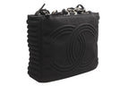 Chanel Chain Handbag CC Logo Quilted Black Cotton Jersey Silver — view 4