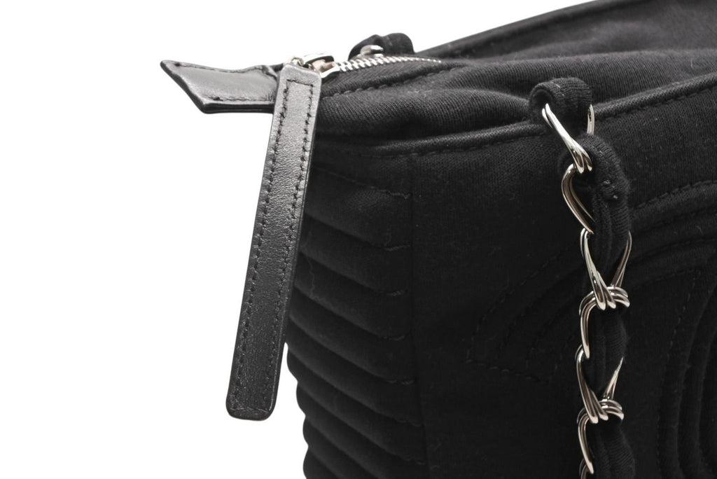 Chanel Chain Handbag CC Logo Quilted Black Cotton Jersey Silver — view 6