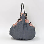 Chanel Coco Cabas GM Chain Tote Bag CC Logo Denim Canvas Stripe Silver — view 2
