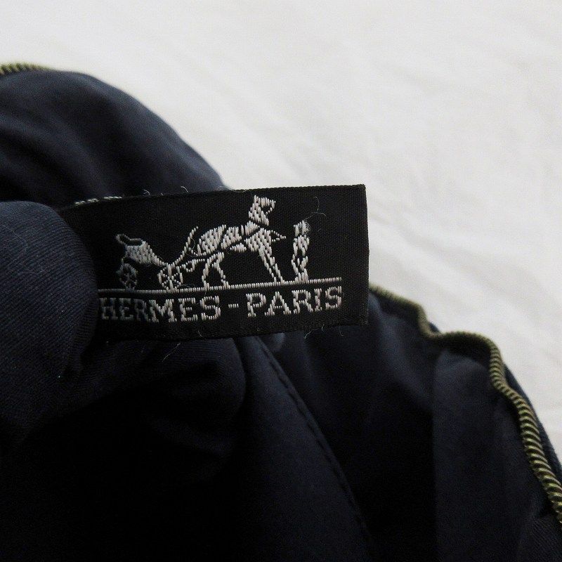 Hermes Bolide Pouch Canvas Cotton Navy Makeup Case — view 6