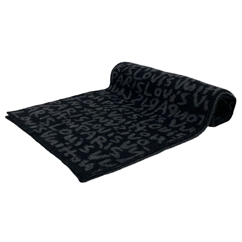 Louis Vuitton Scarf Echarpe Graffiti Brown Marine Wool