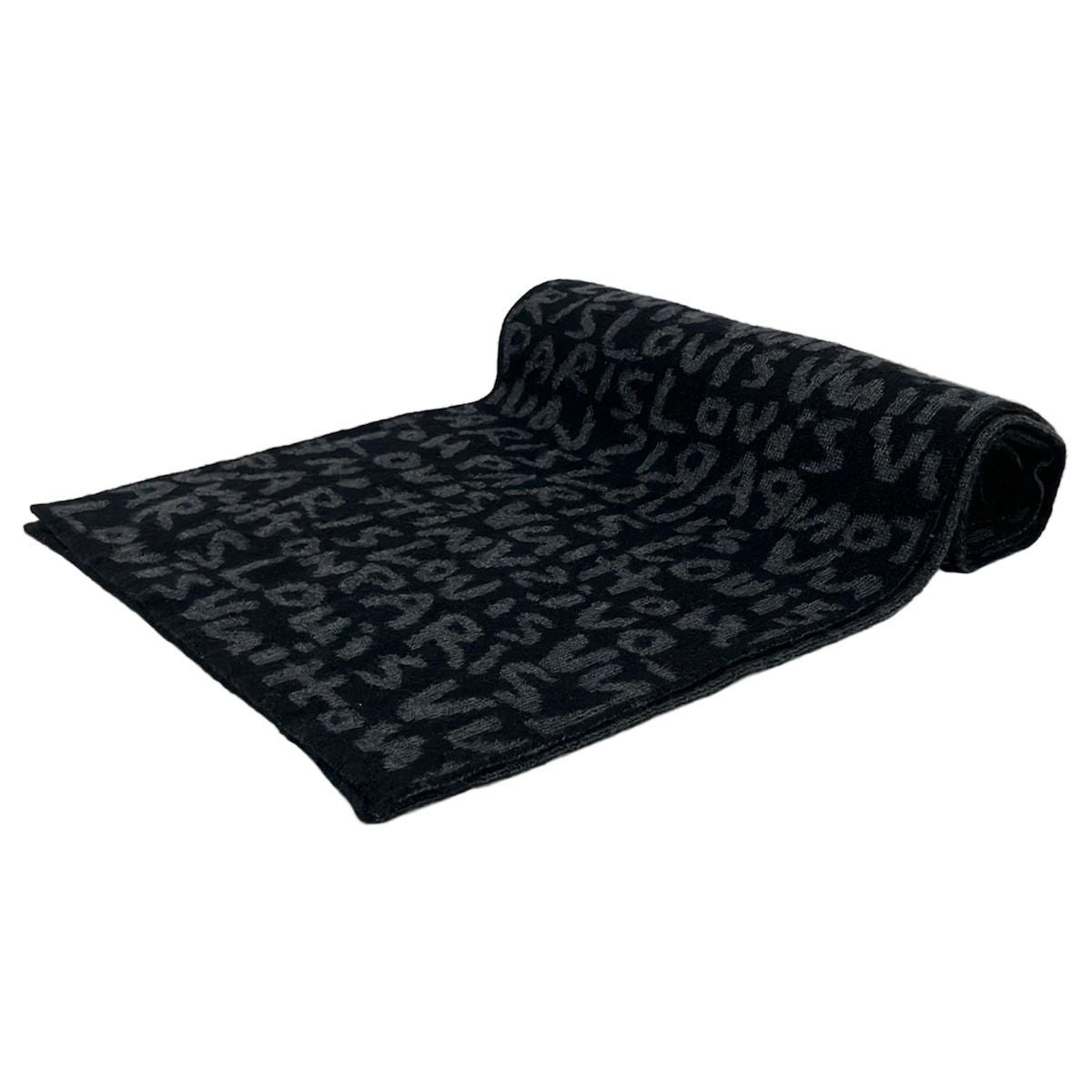 Louis Vuitton Scarf Echarpe Graffiti Brown Marine Wool
