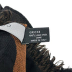 Gucci Scarf Black Brown Dark GG Pattern Wool — view 3