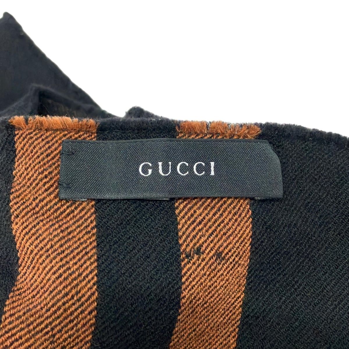 Gucci Scarf Black Brown Dark GG Pattern Wool — view 2