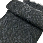 Louis Vuitton Scarf Echarpe Logo Mania Anthracite Wool Silk — view 3