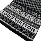 Louis Vuitton Shawl Black Dark Gray Light Wool Scarf — view 4
