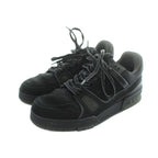Louis Vuitton LV Trainer Line Sneakers Suede Leather Logo 6 Black — view 2