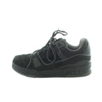 Louis Vuitton LV Trainer Line Sneakers Suede Leather Logo 6 Black