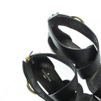 Louis Vuitton Horizon Line Sandals High Heels Logo Leather Gold 34 Black — view 4