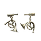 Hermes Color Pin Logo Horn Telescope Musical Instrument Silver Shoulder