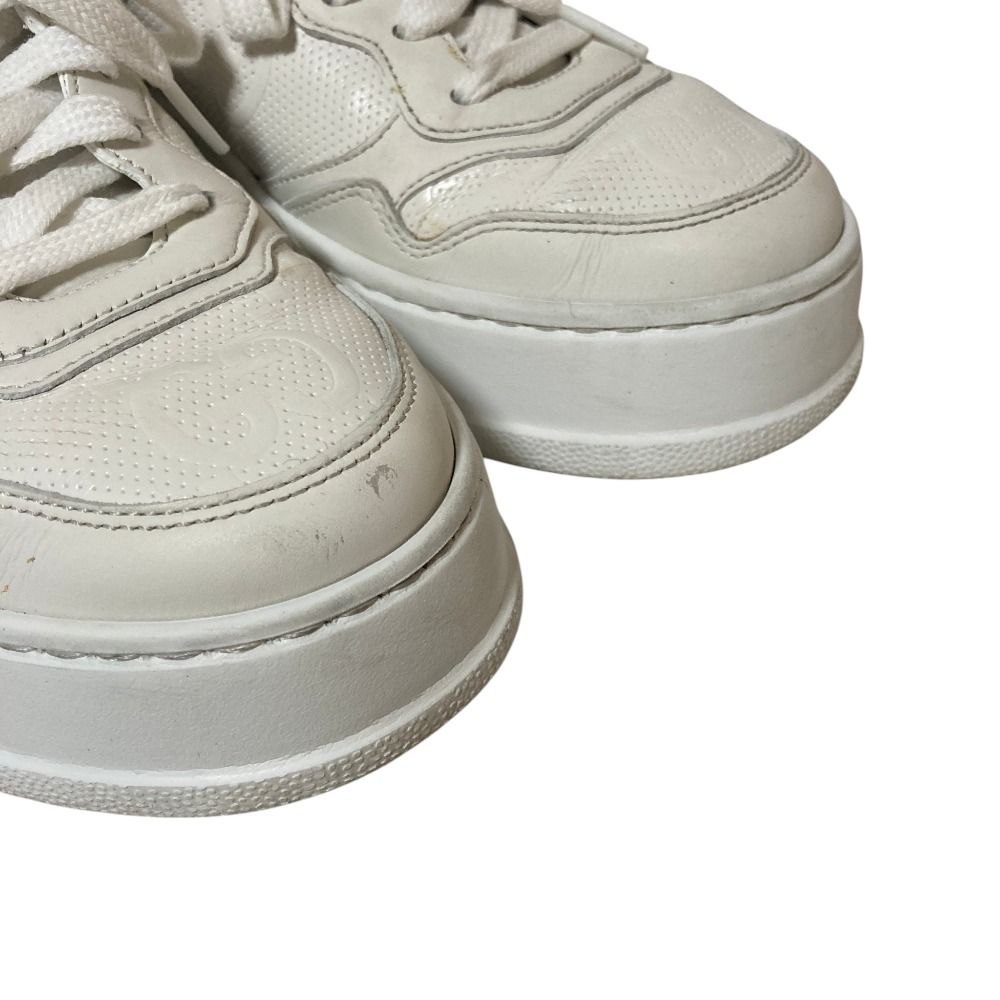 Gucci GG Embossed Leather Sneakers 37 White — view 6