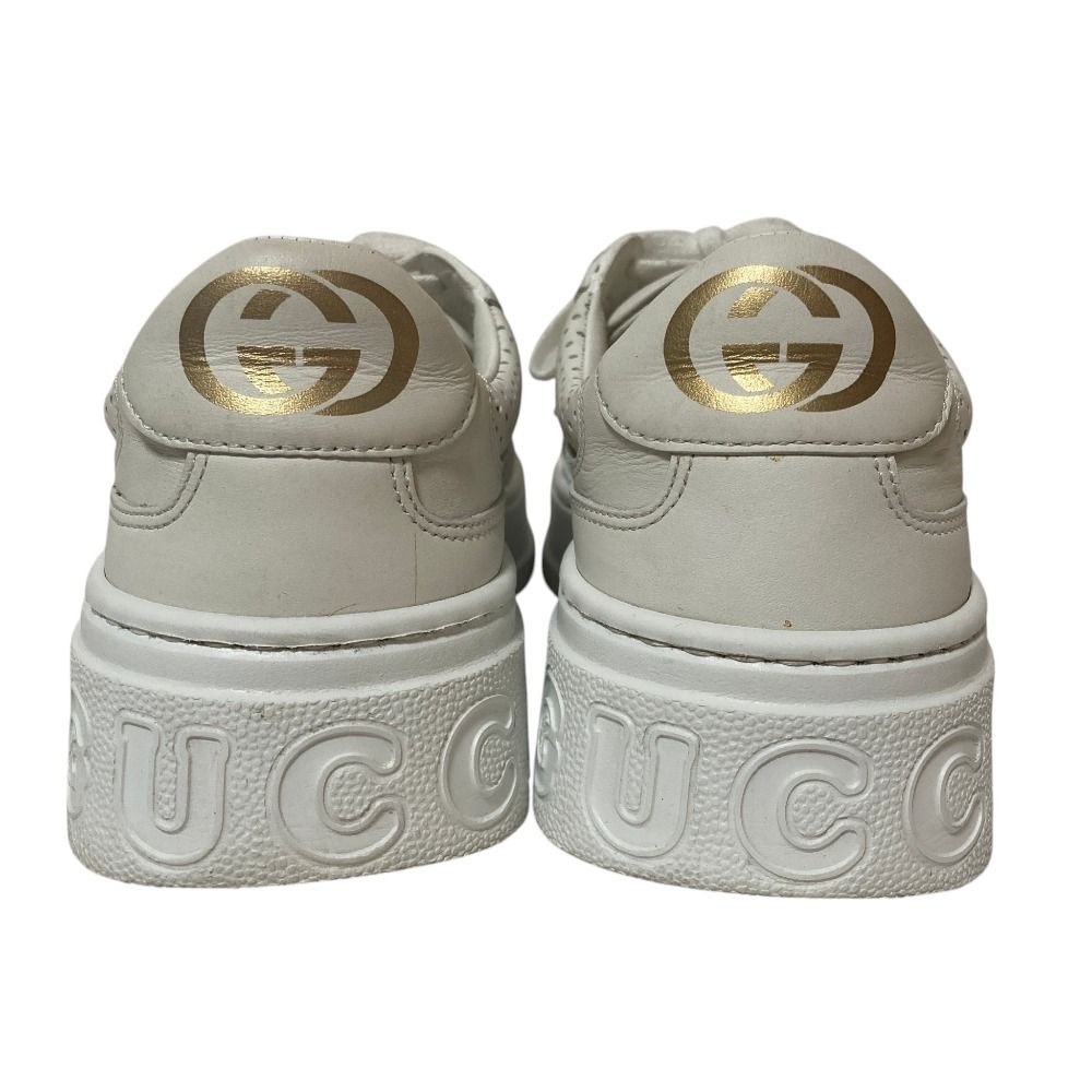 Gucci GG Embossed Leather Sneakers 37 White — view 3