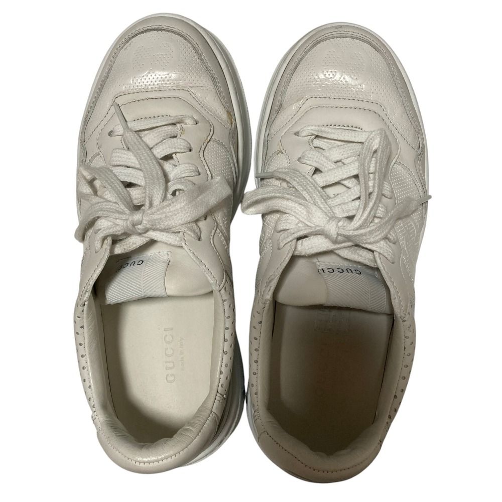 Gucci GG Embossed Leather Sneakers 37 White — view 4