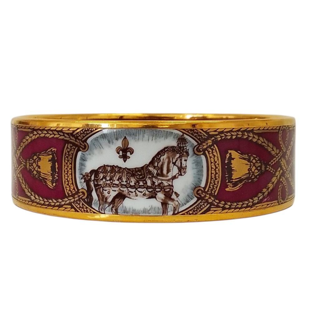 Hermes Enamel GM Cloisonne Cheval Bangle Bordeaux Bracelet — view 3