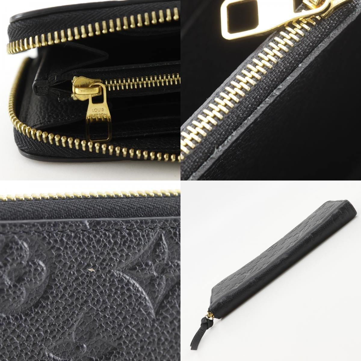 Louis Vuitton Portefeuille Clemence Zip Around Monogram Empreinte Noir Black — view 8