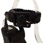 Hermes Espadrilles Braided Wedge Sole Sandals 35 Black — view 6