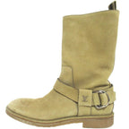 Louis Vuitton LV Logo Ring Leather Engineer Boots 8 Sand Beige