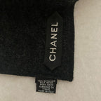 Chanel Silk Knit CC Logo Large Shawl Scarf Charcoal Gray — view 4