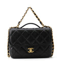 Chanel Backpack Quilted CC Logo Caviar Leather Black