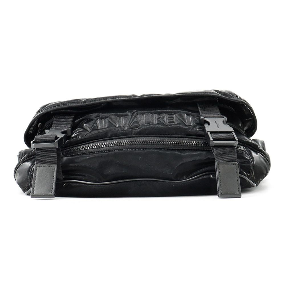 Saint Laurent Paris Belt Bag Logo Silk Tech Canvas Black — view 3