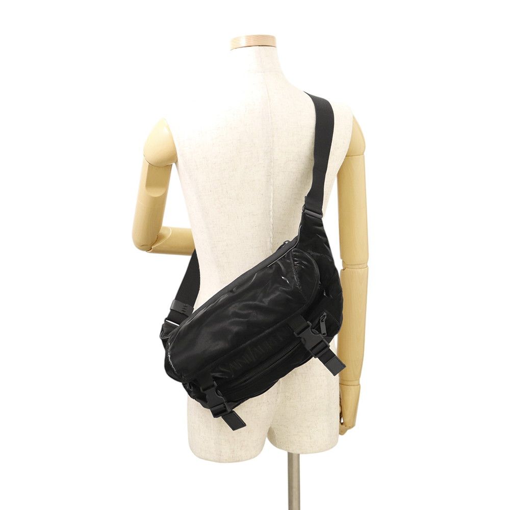 Saint Laurent Paris Belt Bag Logo Silk Tech Canvas Black — view 4