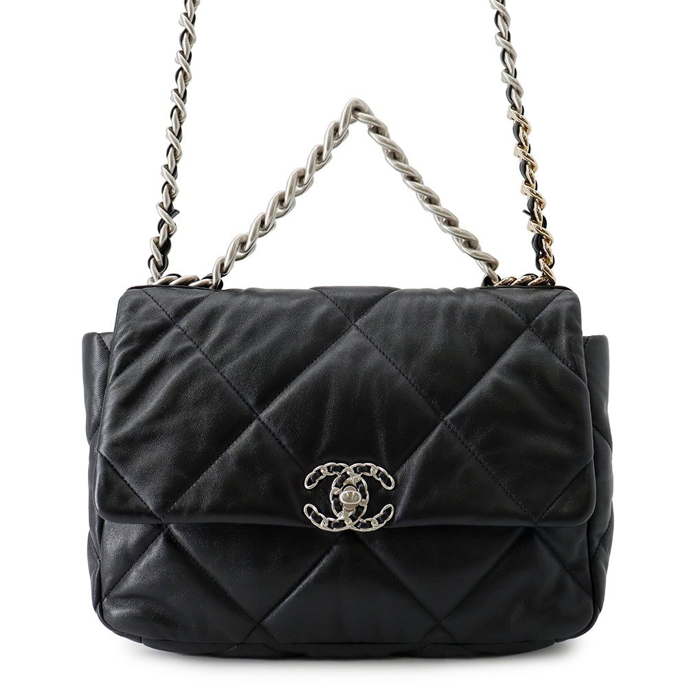 Chanel Chain Shoulder Bag 19 Large Lambskin 2-Way Black