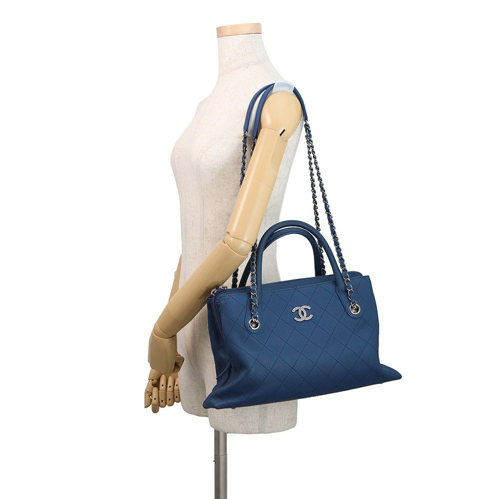 Chanel Chain Shoulder Bag Wild Stitch Quilted CC Logo Caviar Leather — view 4