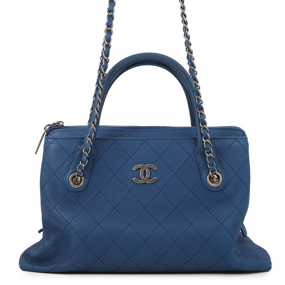 Chanel Chain Shoulder Bag Wild Stitch Quilted CC Logo Caviar Leather