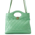 Chanel Chain Shoulder Bag Quilted Small Shopping Shiny Calfskin