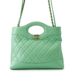 Chanel Chain Shoulder Bag Quilted Small Shopping Shiny Calfskin