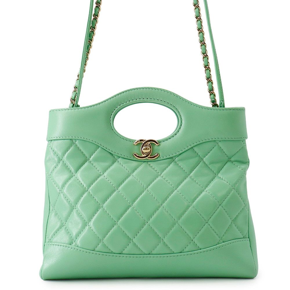 Chanel Chain Shoulder Bag Quilted Small Shopping Shiny Calfskin